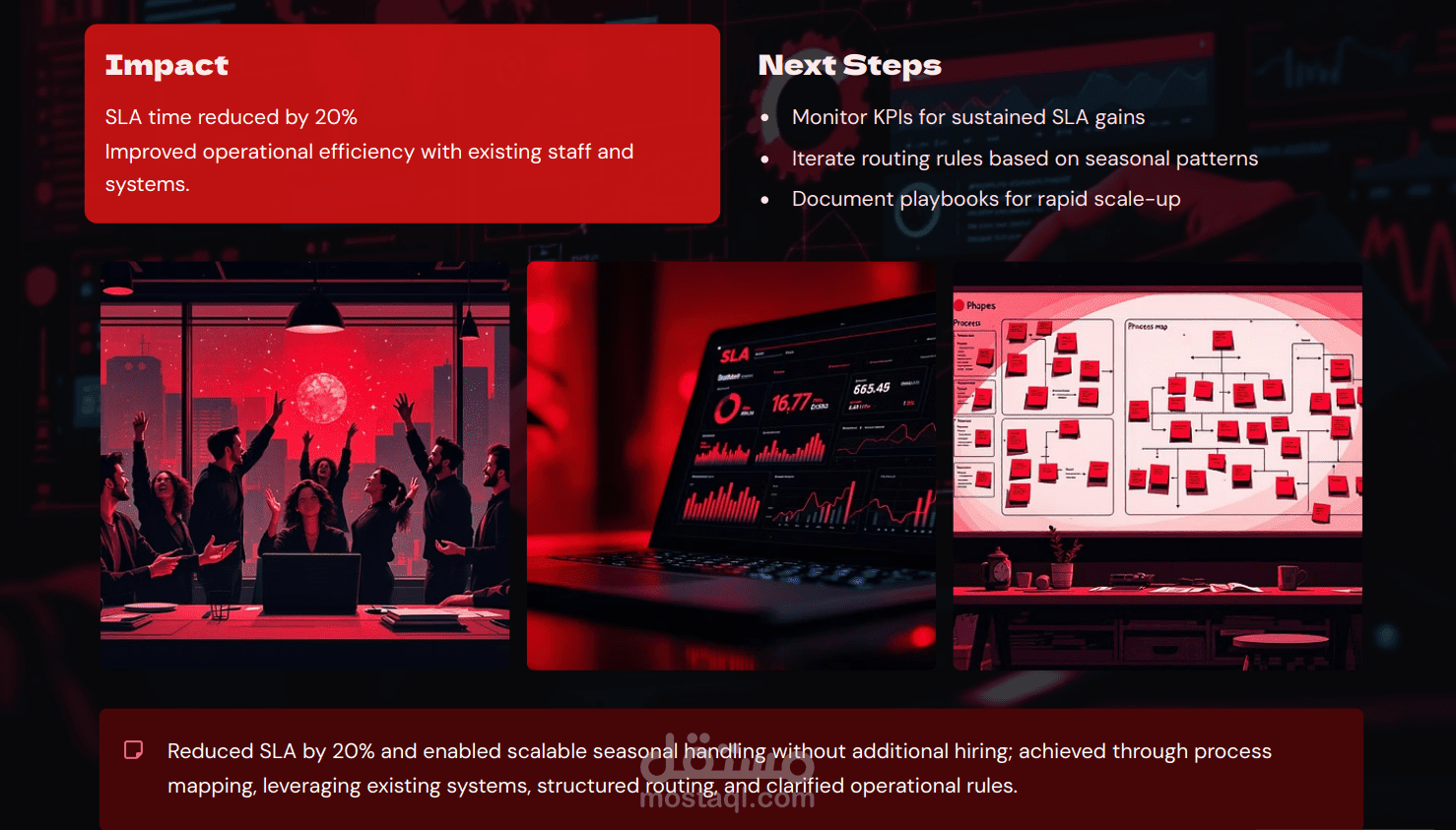 تحسين العمليات التشغيلية وتقليل زمن SLA بنسبة 20% عبر إعادة تصميم سير العمل