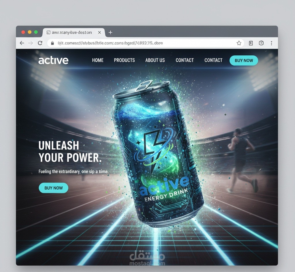 تصميم هوية بصرية وشعار "Active" لمشروب طاقة - أسلوب Minimalist عصري