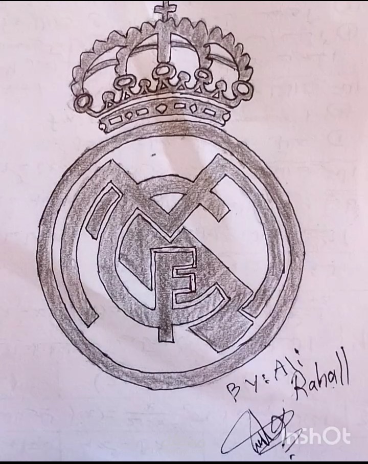 تصميم لشعار نادي ريال مدريد بالأبيض و الأسود