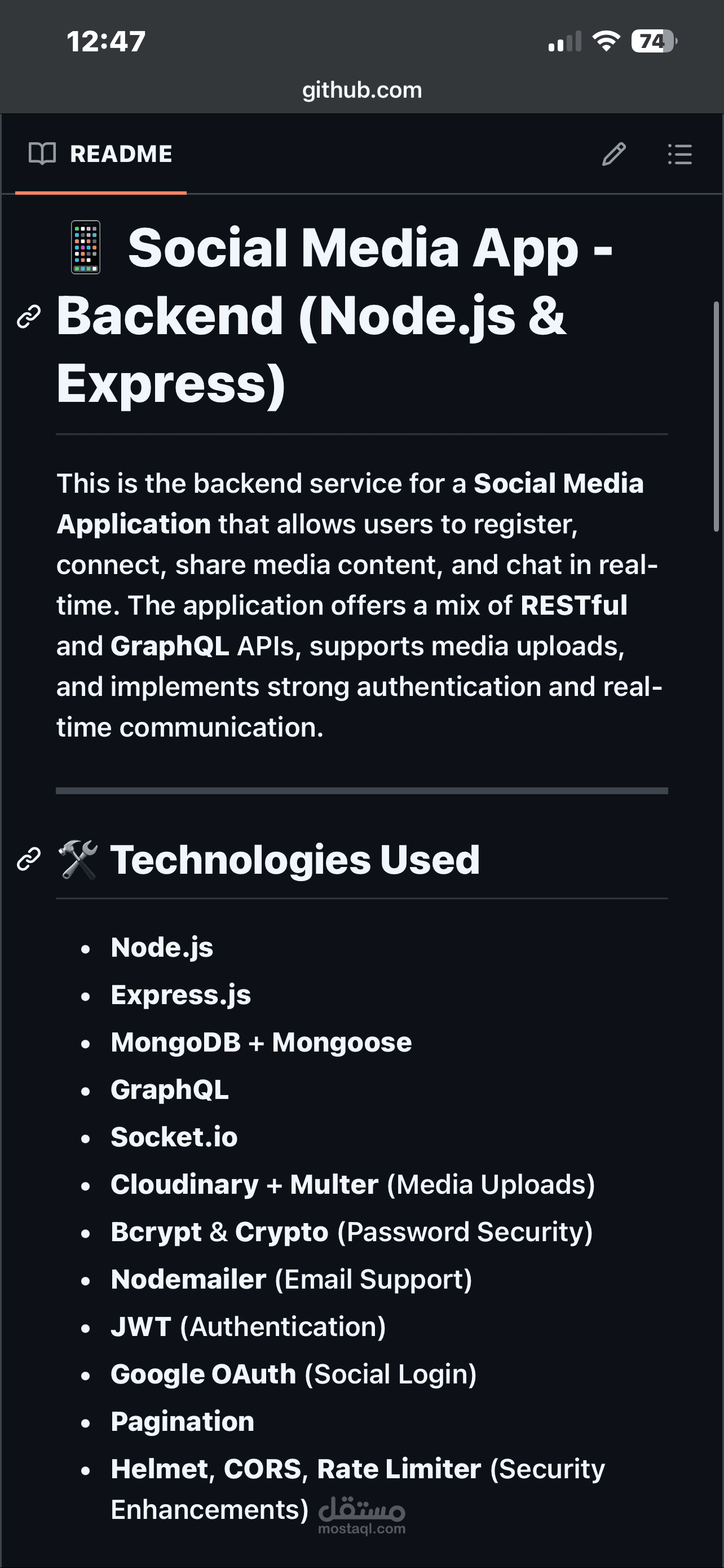 Social media app backend
