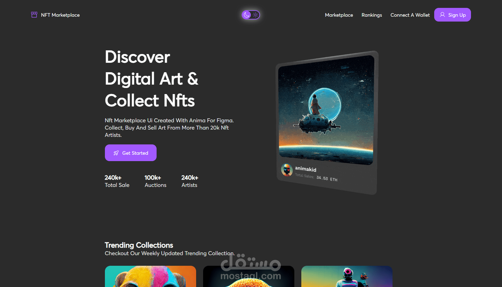 متجر NFT بتصميم عصري ومتجاوب