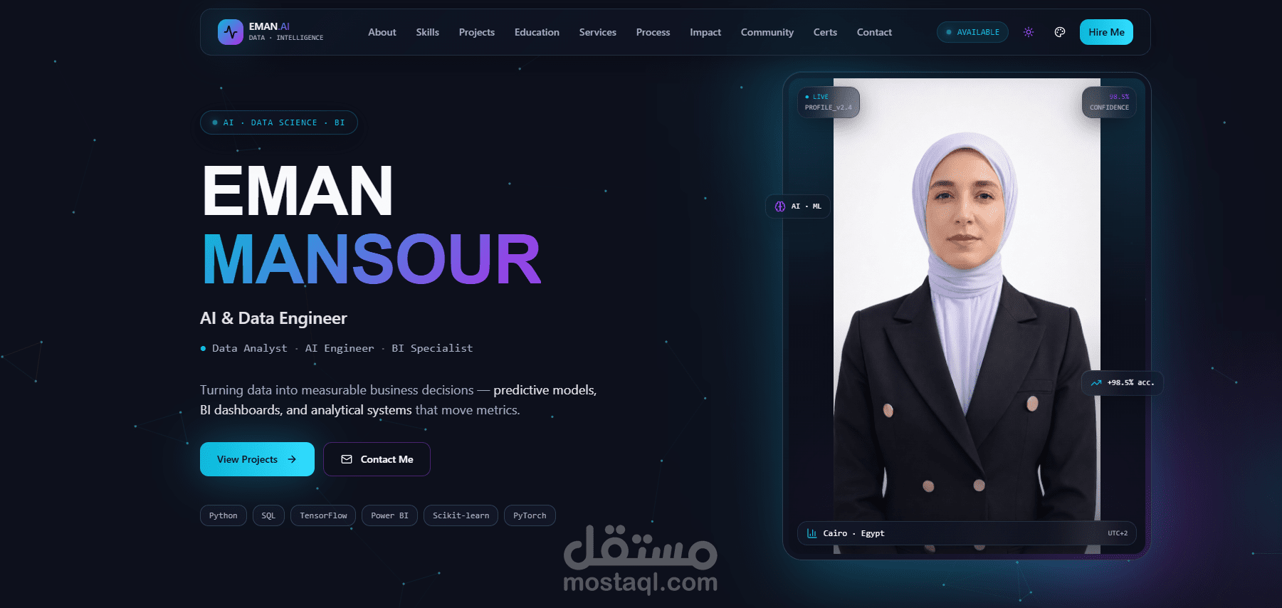 تصميم Portfolio احترافي Responsive يعكس خبراتك ومهاراتك بشكل عصري وجذاب