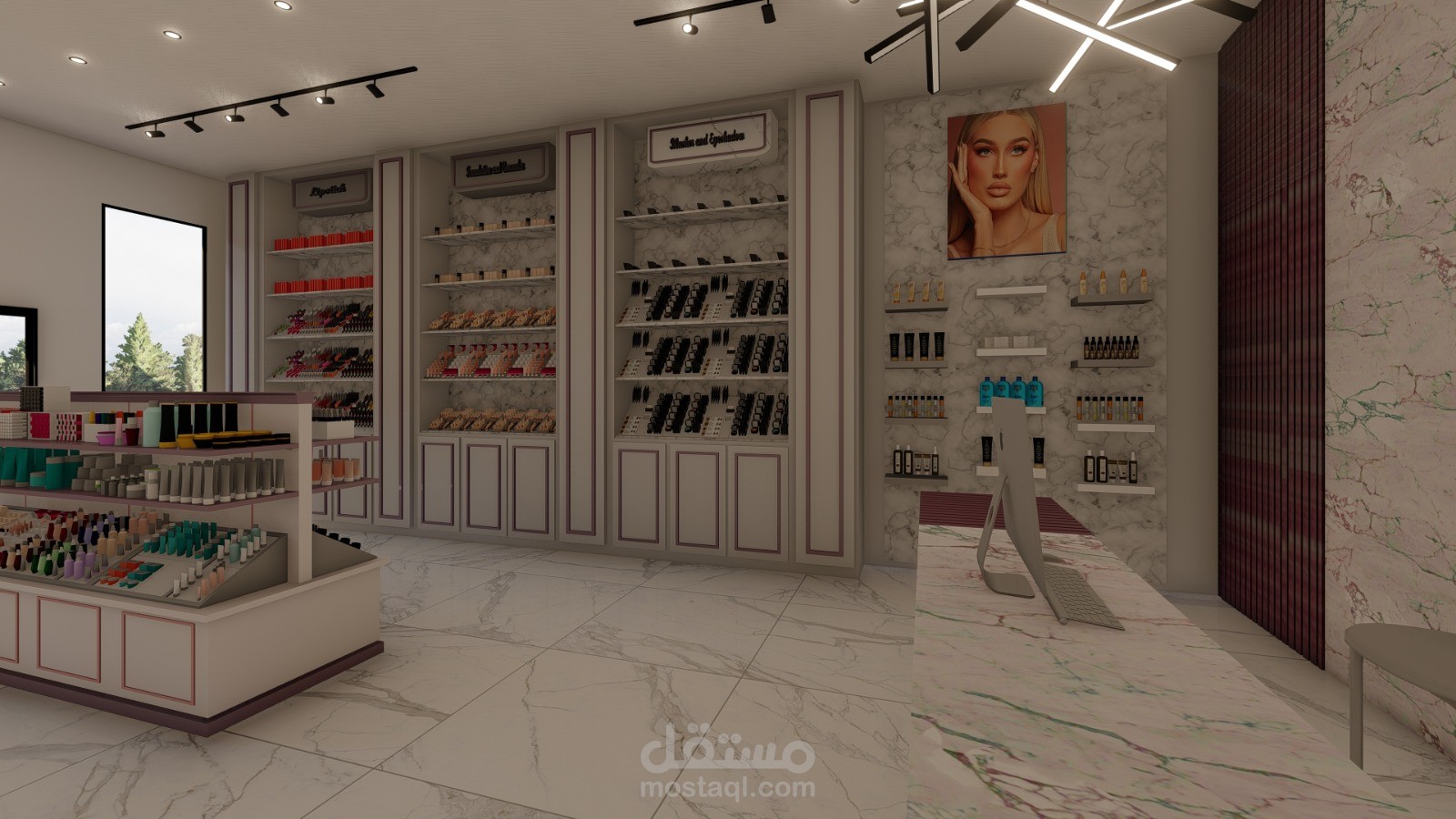 تصميم محل مكياج عصري وأنيق