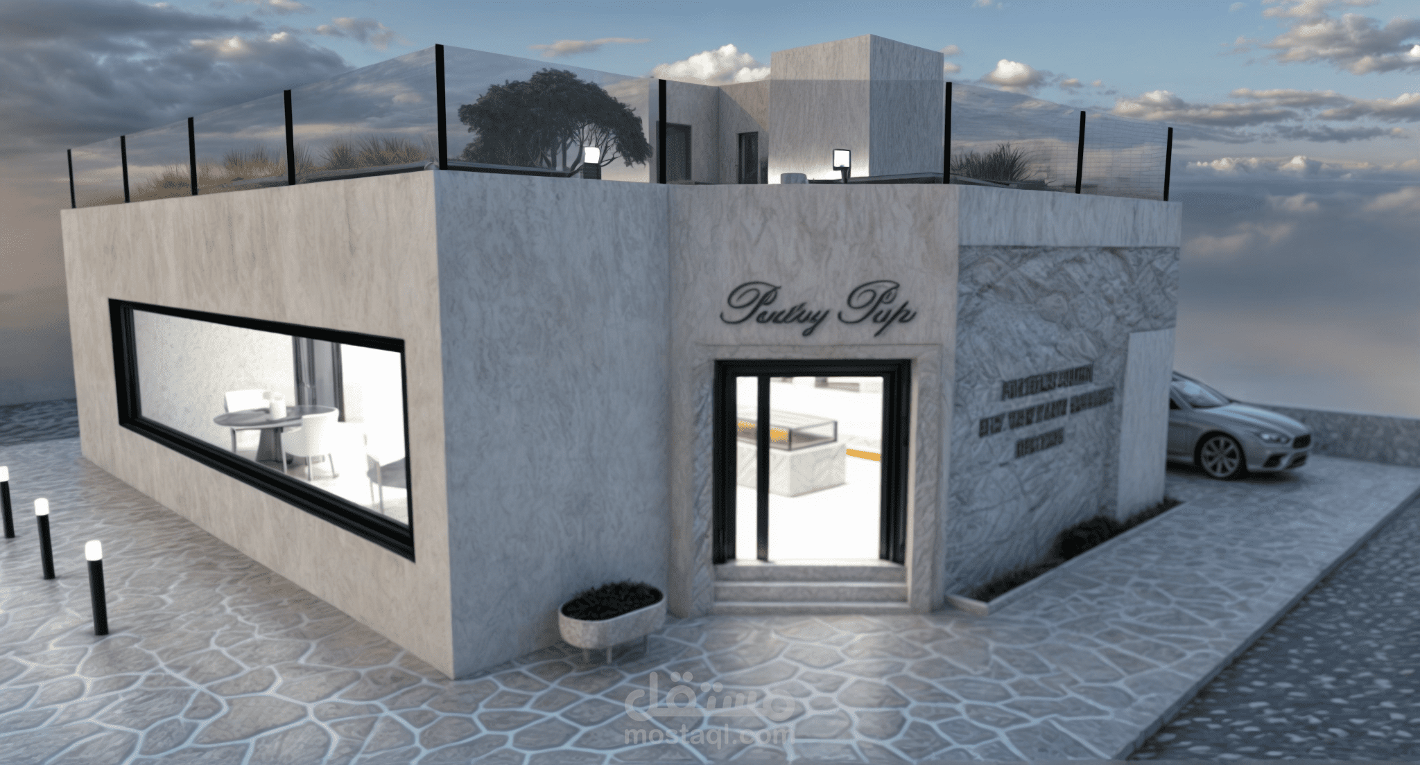 تصميم داخلي لمحل حلويات بطابع دافئ