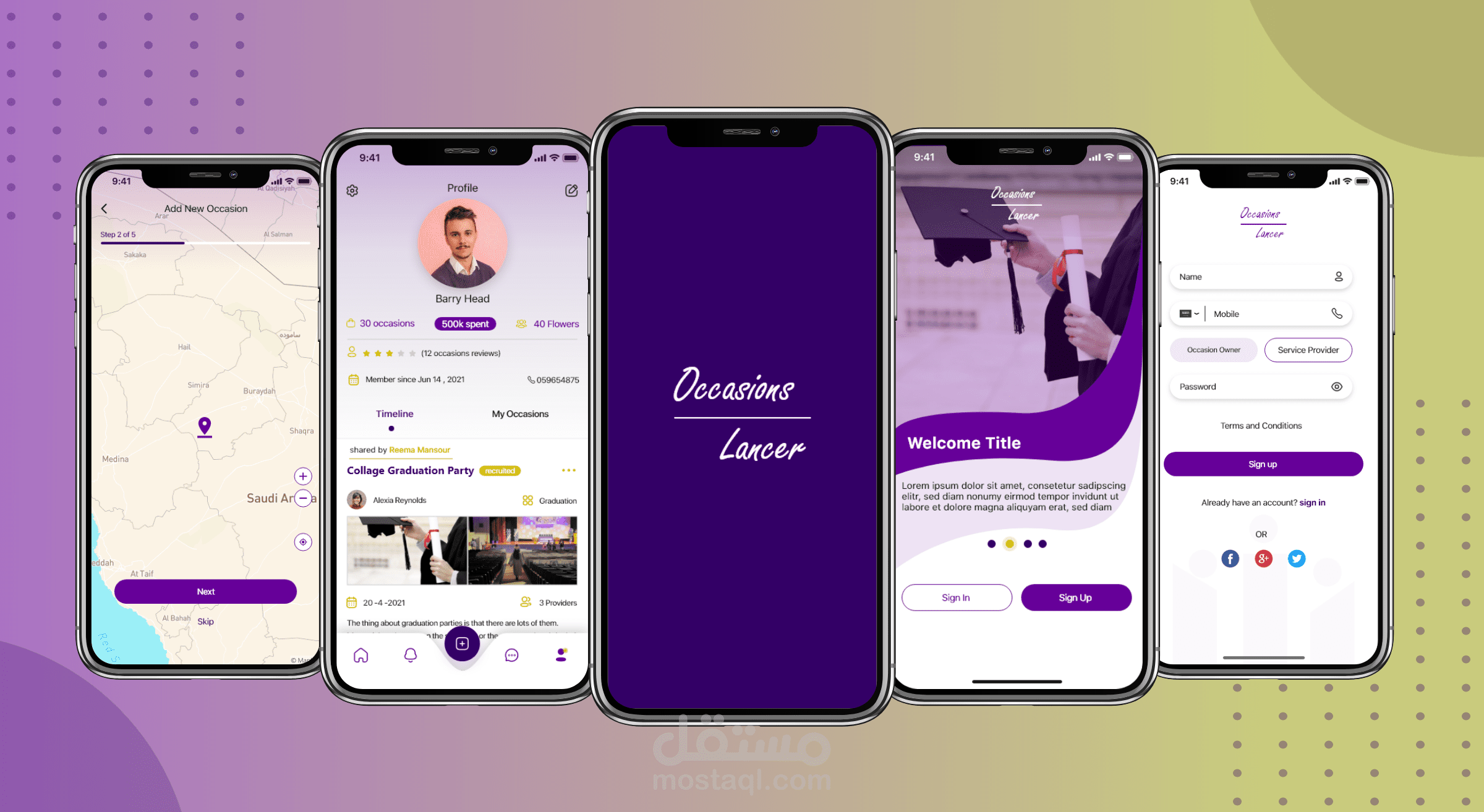 تصميم منصة خدمات المناسبات  من خلال تصميم تجربة المستخدم UX و تصميم واجهة المستخدم UI عصري و فريد و احترافي باستخدام adobe xd