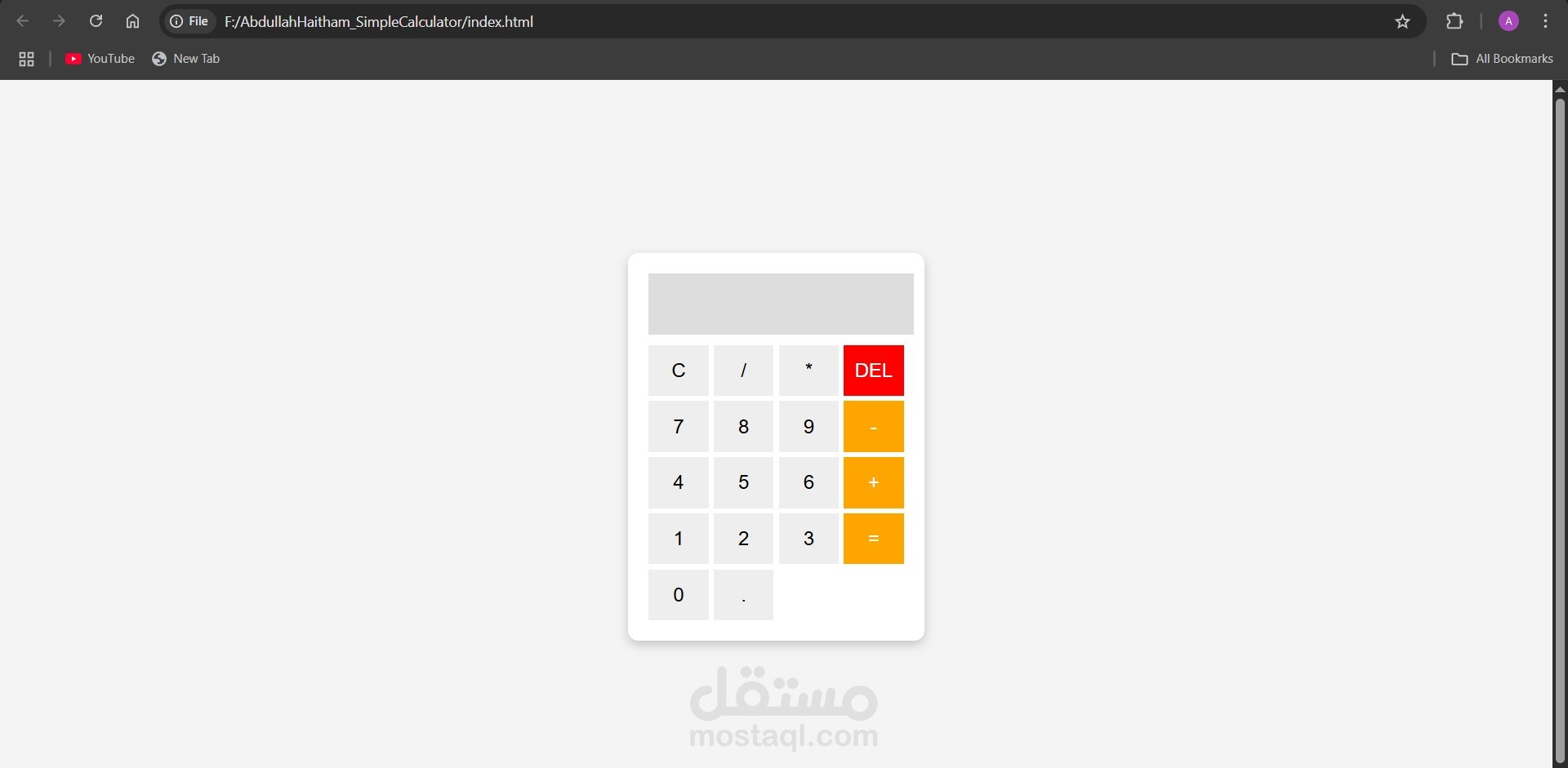 simple calculator باستخدام html , CSS & java script