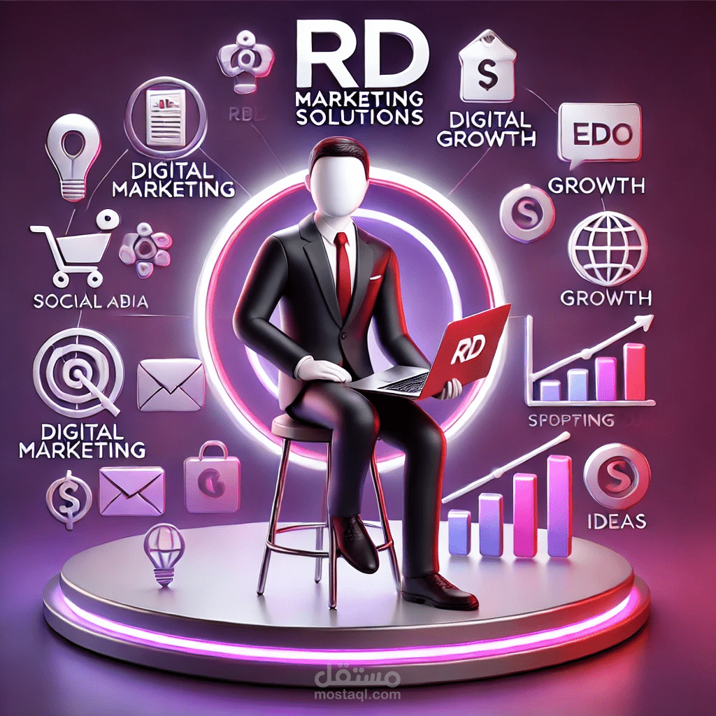 تصميم إعلان احترافي لخدمات التسويق الرقمي وبناء العلامات التجاري