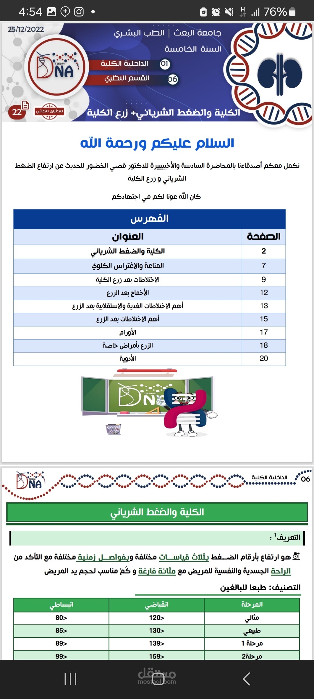 تنسيق محاضرات جامعية لفريق طبي تطوعي