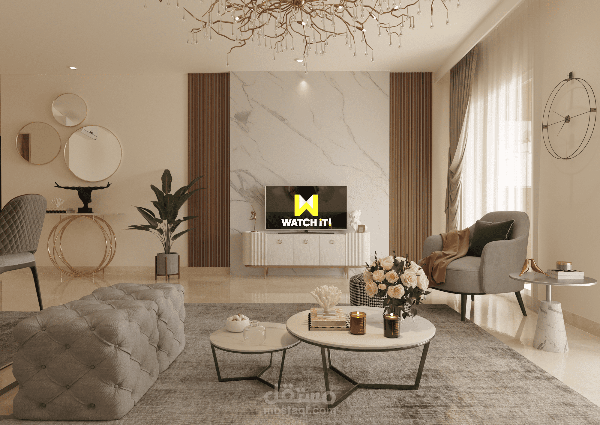 تصميم شقه 180 متر مسطح كمبوند  90avenue القاهره