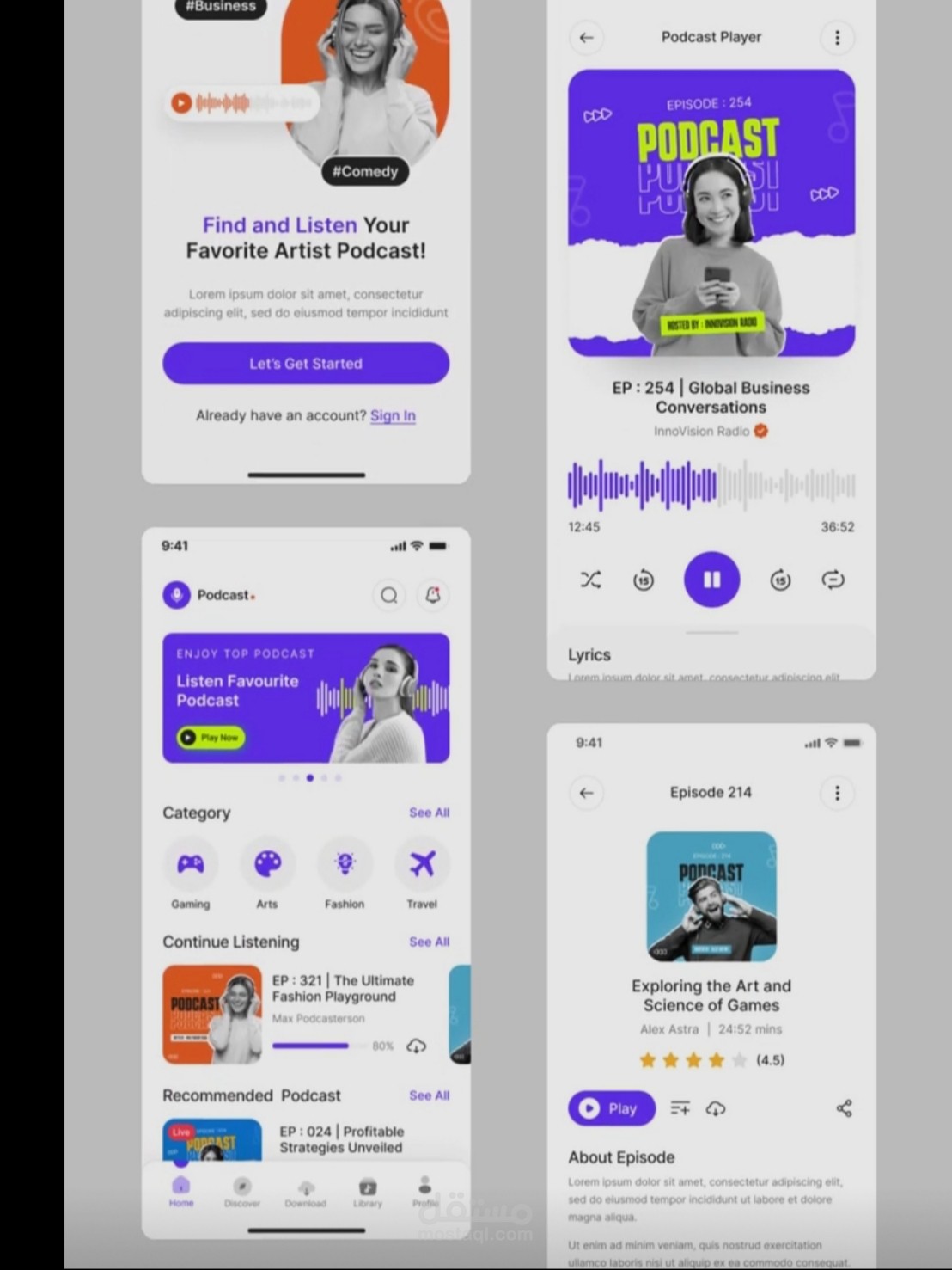 تصميم واجهة مستخدم لموقع بودكاست لعرض الأعمال والتواصل مع الاستوديو