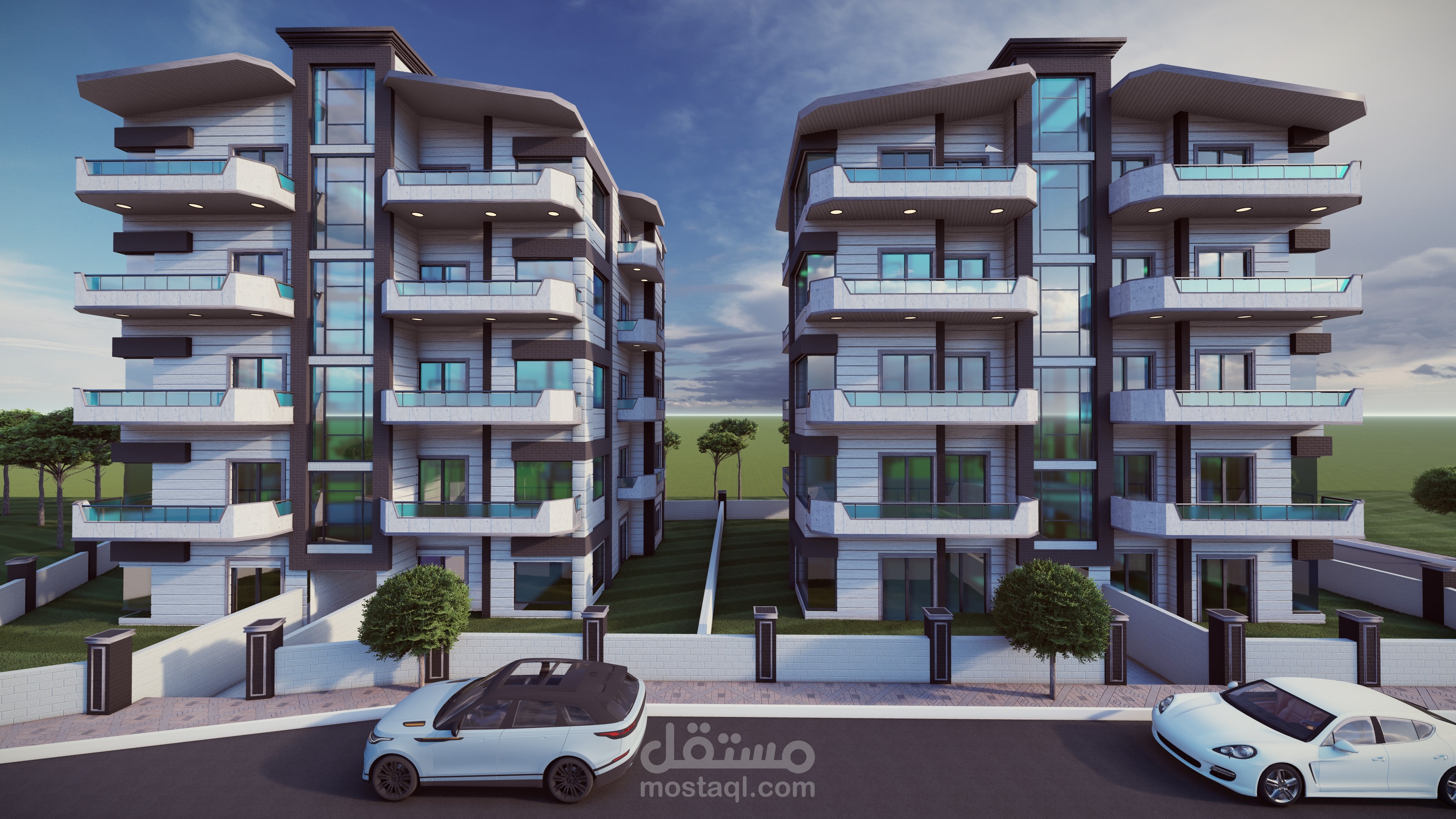 تصميم معماري كامل لمشروع سكني في منطقة سياحية