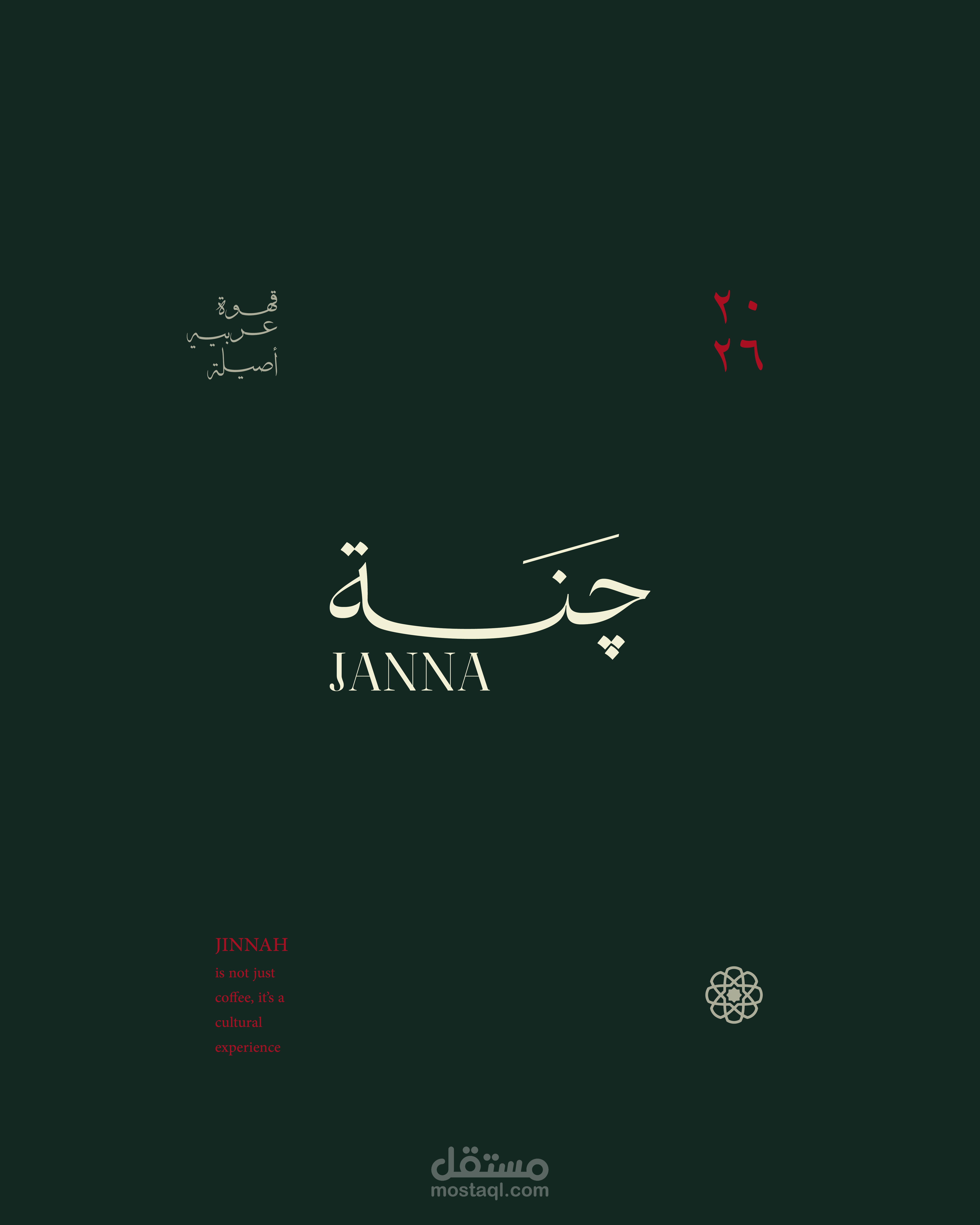 تصميم الهوية البصرية "جنة" للقهوة المتخصصة