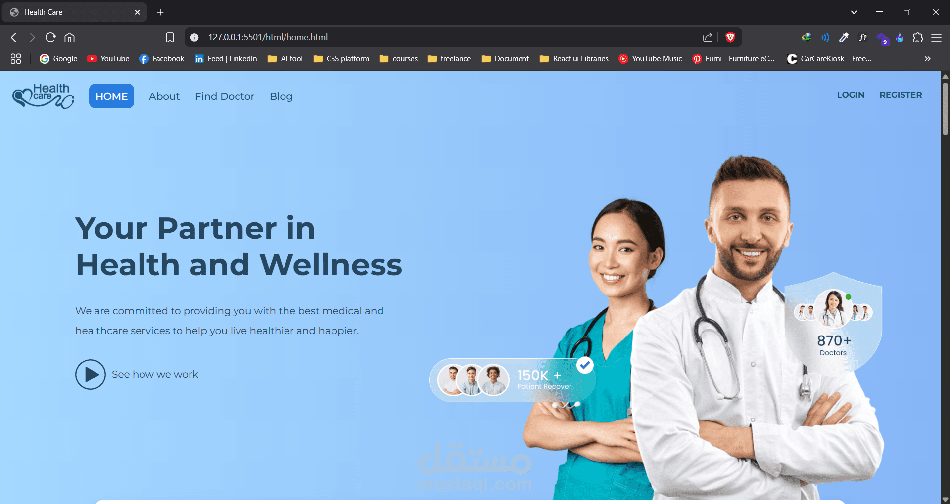 موقع طبي شامل: بوابة طبية متكاملة مبنية باستخدام HTML، CSS، وJavaScript
