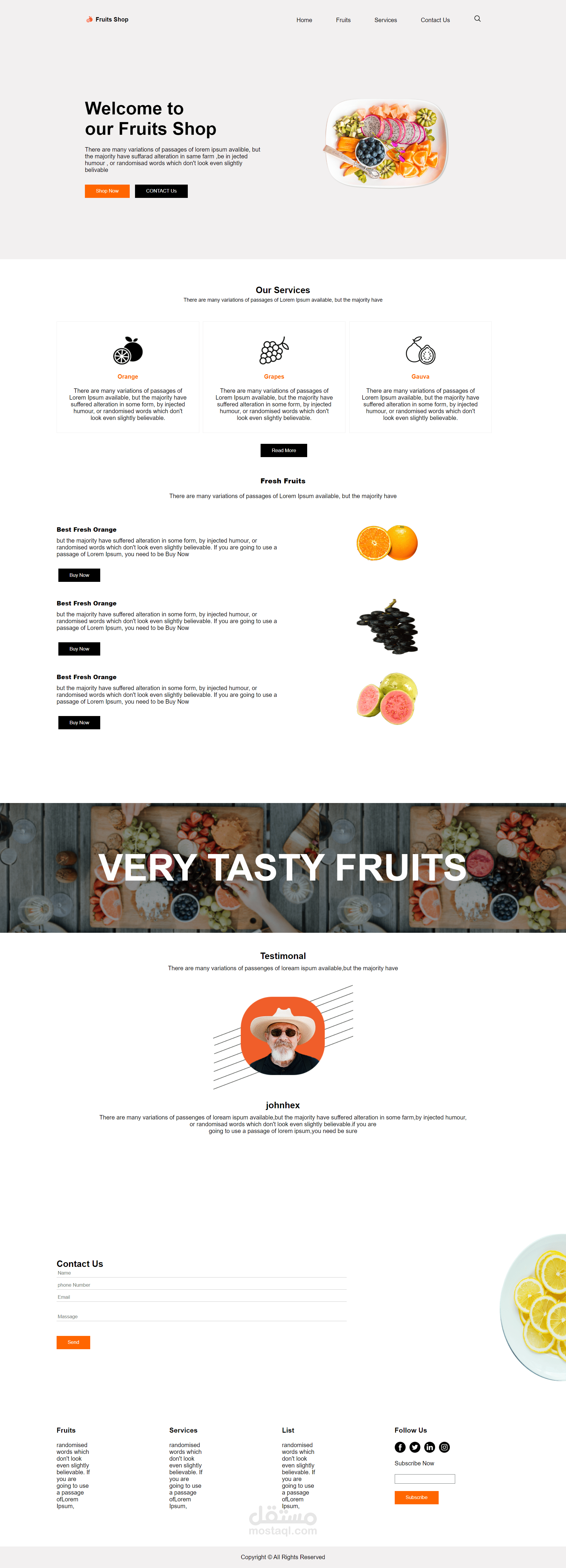 fruits shop landing page