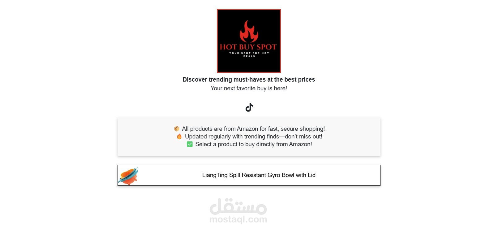 E commerce landing page