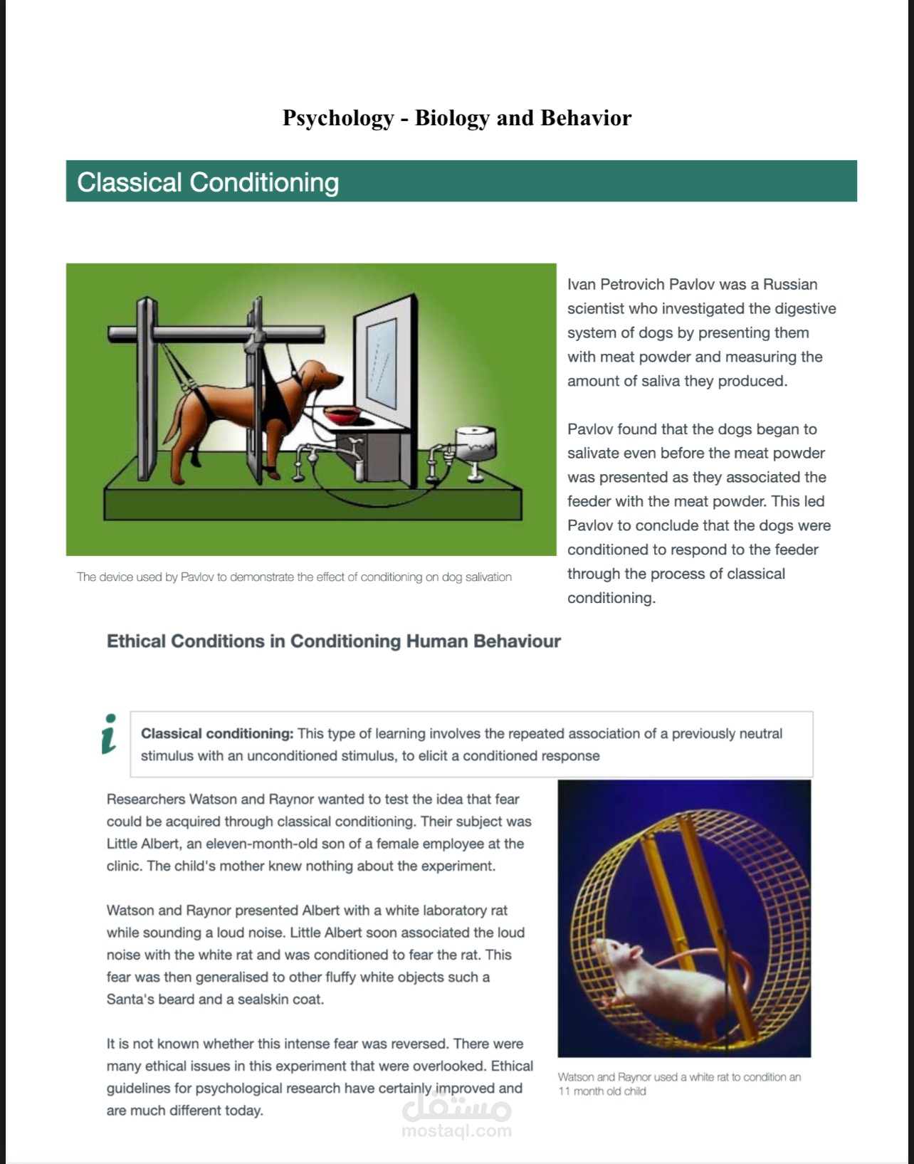 Psychology-Biology and Behavior Course