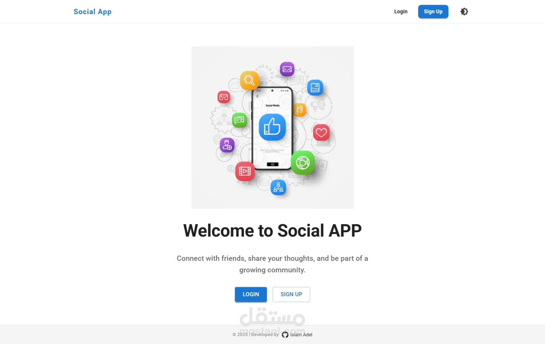 تصميم وتطوير تطبيق سوشيال ميديا عصري بواجهة احترافية (UI/UX)