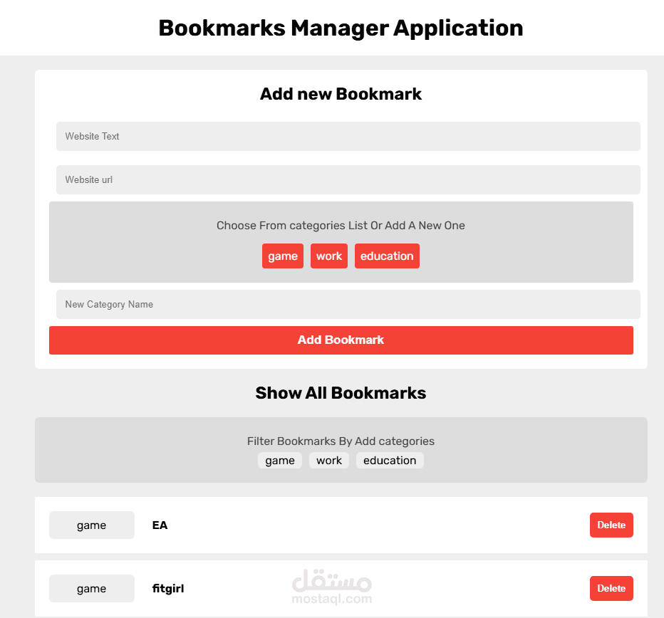 Bookmarks Manager With Categories