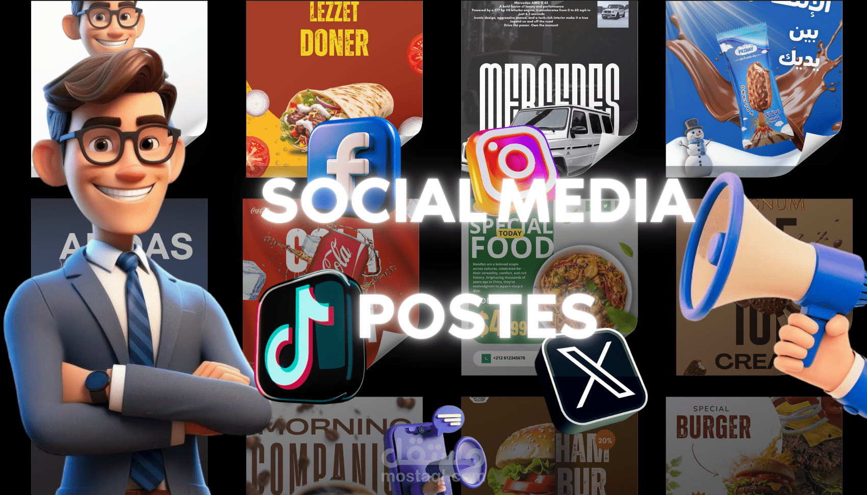 تصميم بنرات جذابة و منشورات سوشيال ميديا