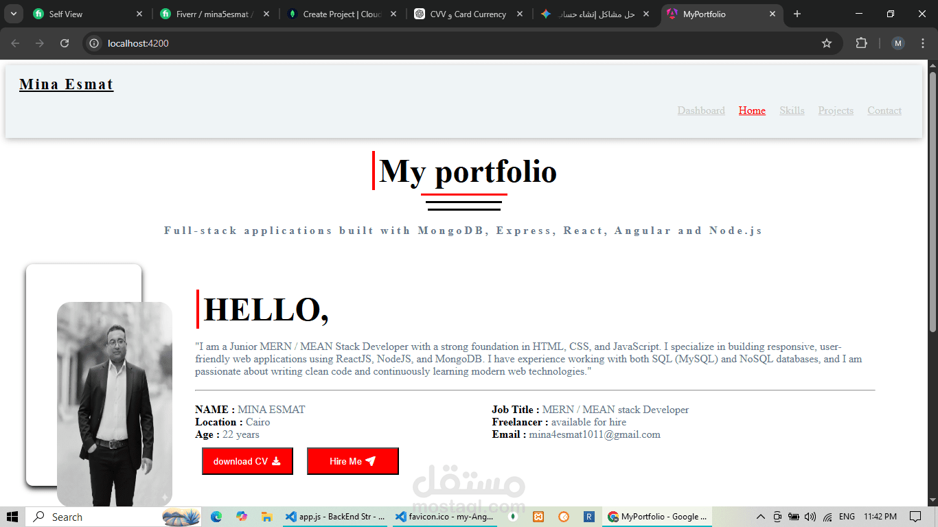 MERN STACK developer portfolio