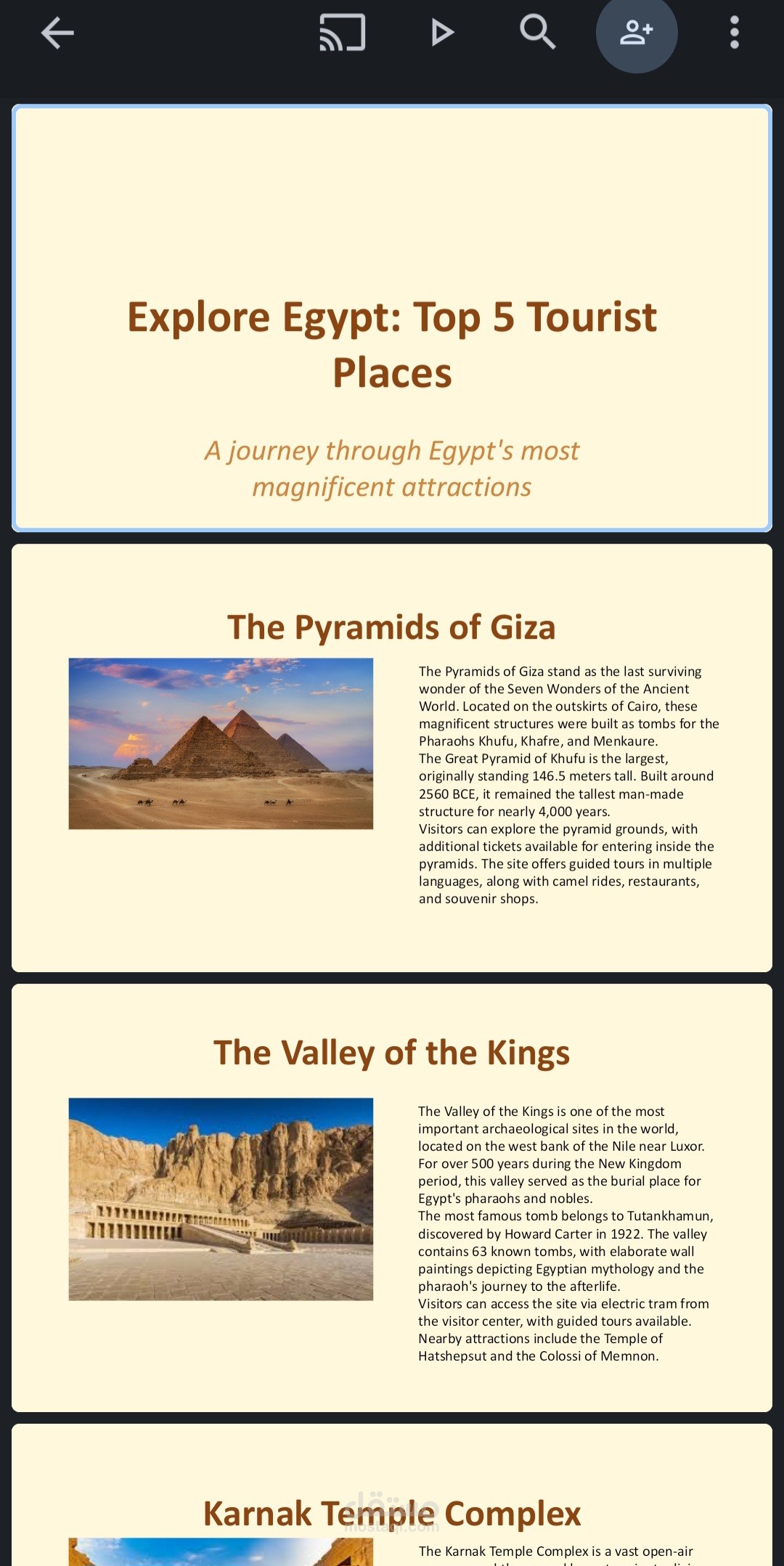 Top 5 places in Egypt