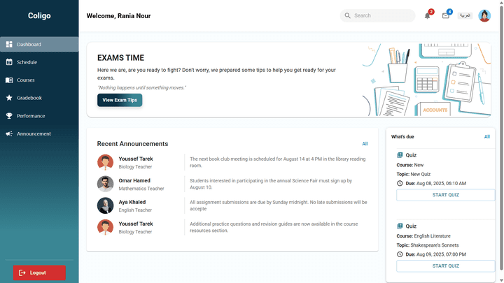 منصة تعليمية – تطبيق متكامل للطلاب والمدرسين (React + TypeScript + Node.js)