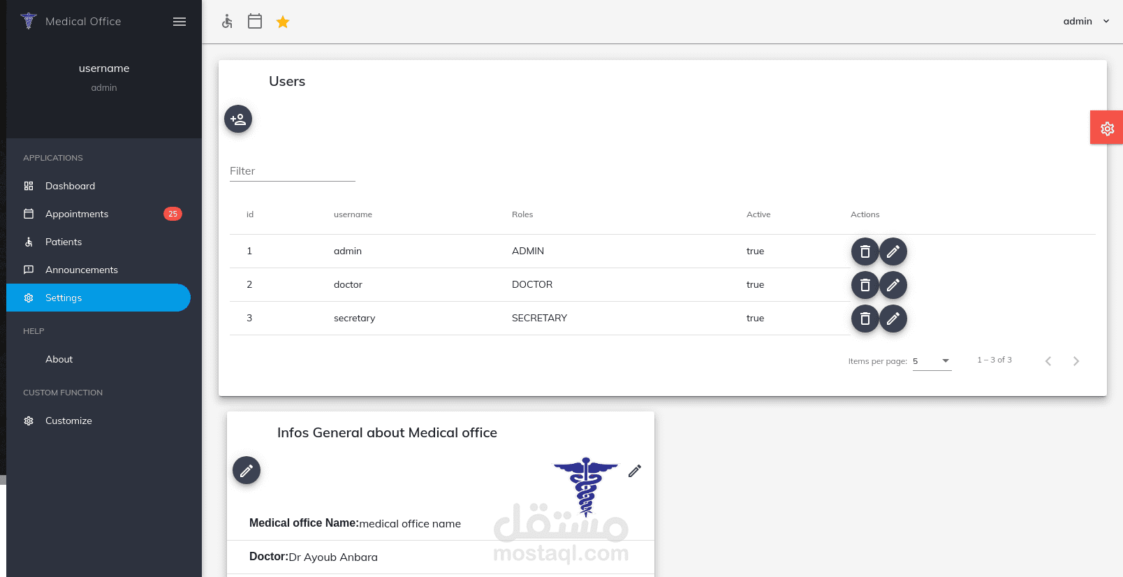 تطبيق ويب لتسيير عيادة طبية (micro-service)