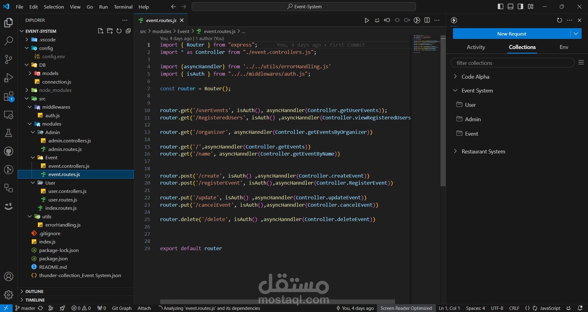 Event Management system احترافي باستخدام Node.js وMongoDB