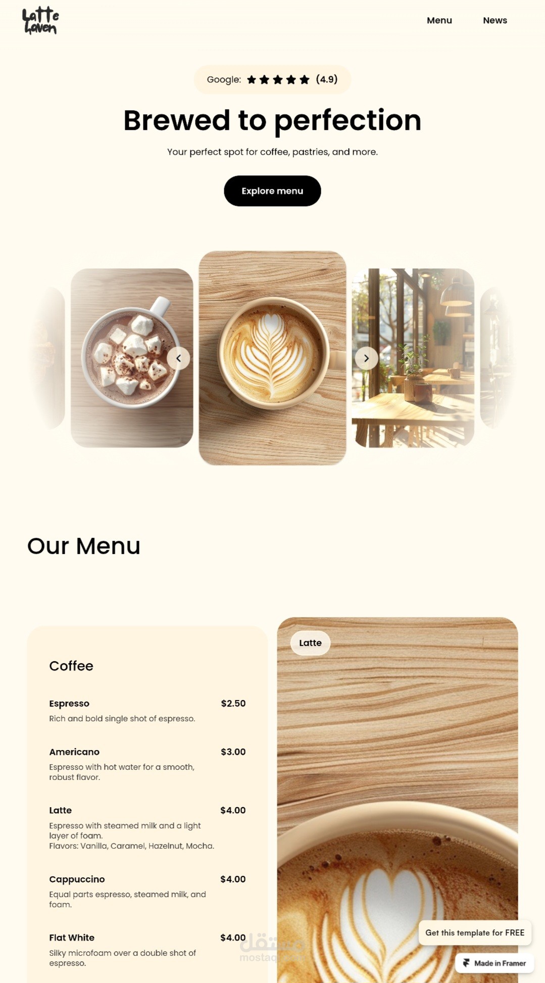 تصميم موقع -Latte-Cafe-Restaurant-Template-