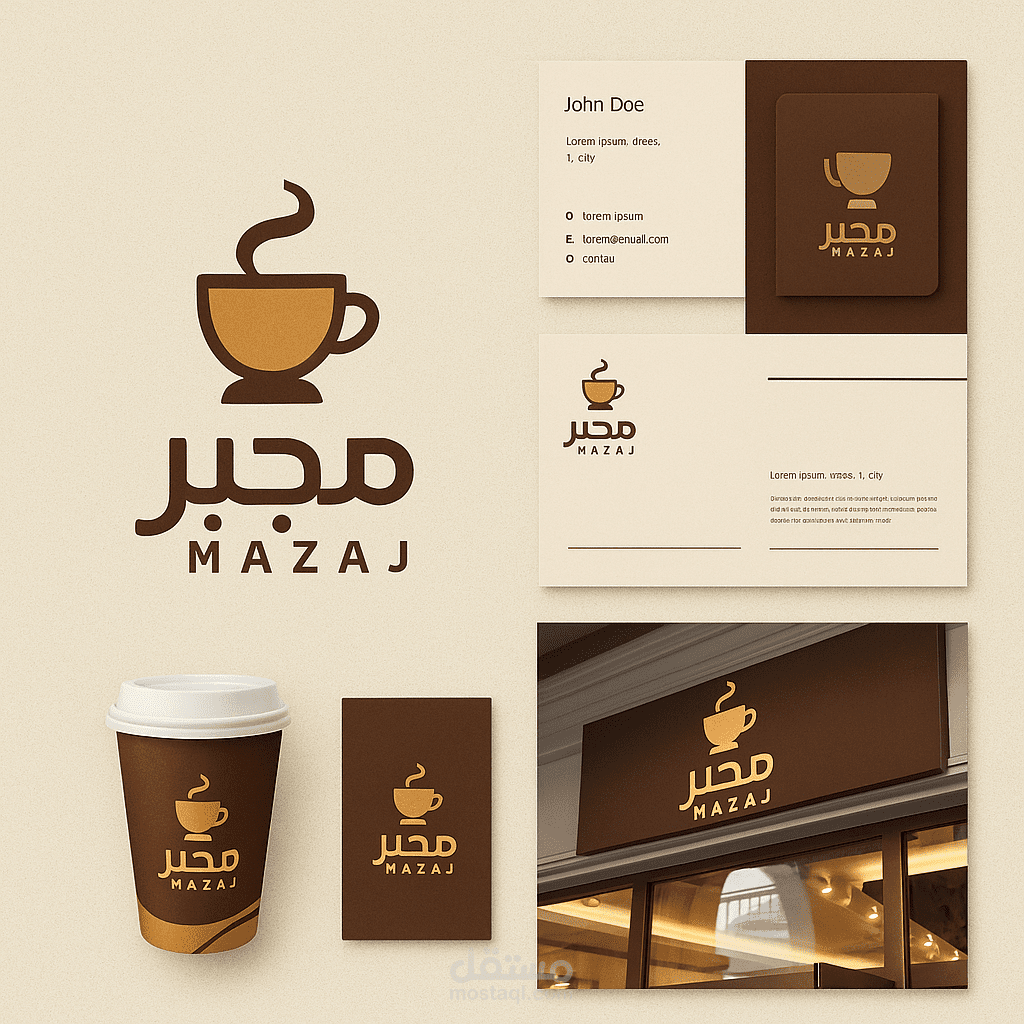 تصميم شعار وهوية بصرية لمقهى "مزاج"