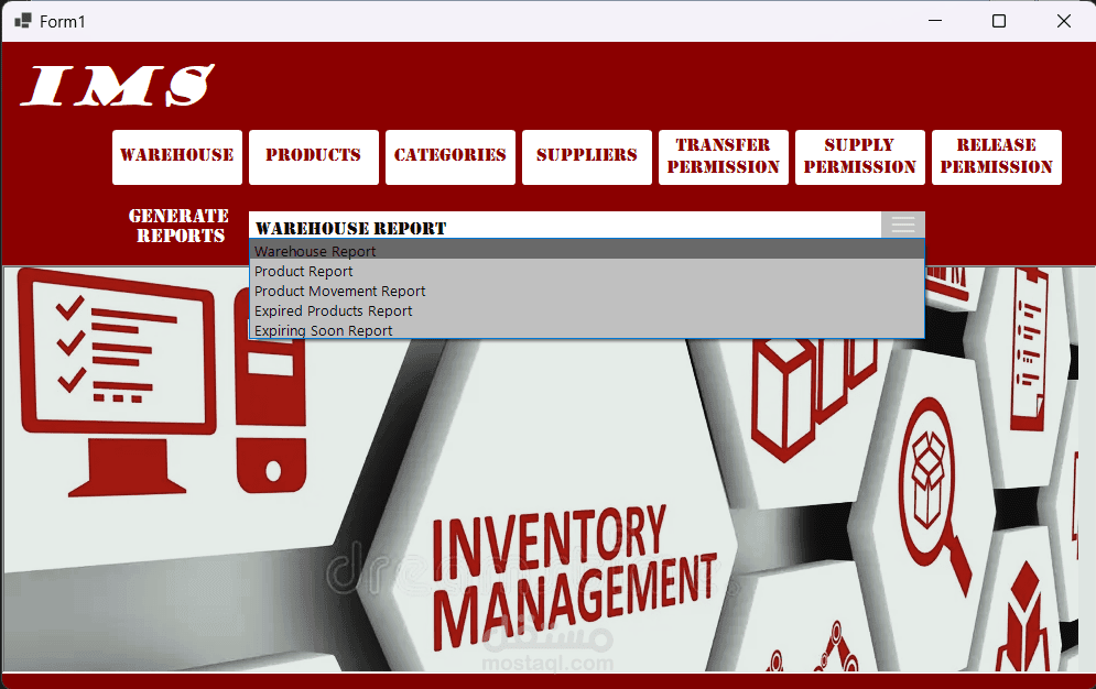 تطبيق ديسكتوب لادارة المخازن باستخدام Windows forms , #C ,ASP.NET