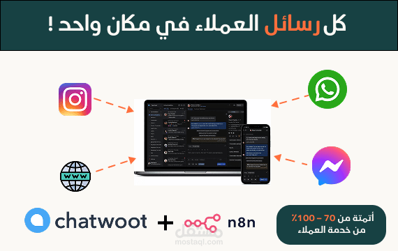نظام دعم عملاء ذكي | يرد بدلك على 70-100% من استفسارات خدمة العملاء Chatwoot + n8n