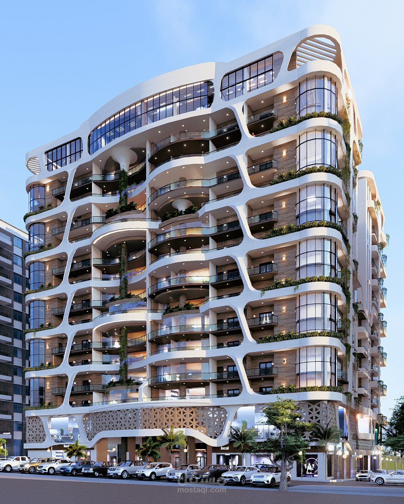 تصميم معماري لعمارة مكونة من 15 طابق