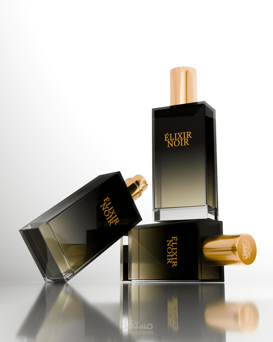 تصميم ثلاثي الأبعاد لزجاجة عطر | Elixir Noir