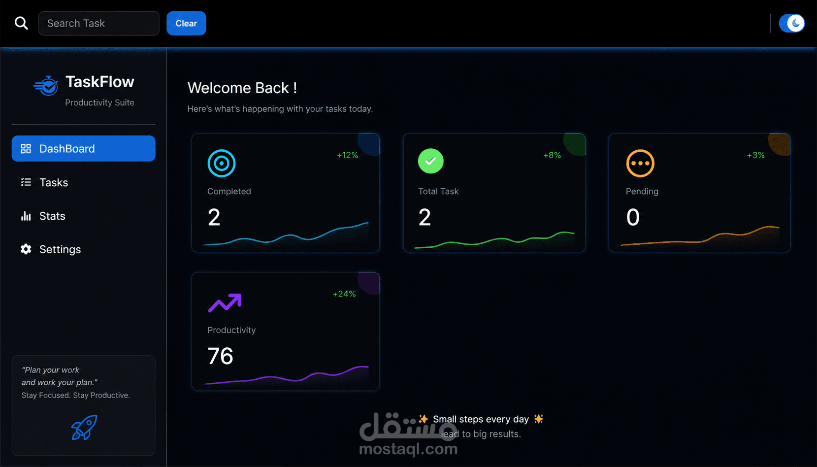 Task Flow – نظام احترافي لإدارة وتنظيم المهام اليومية باستخدام React