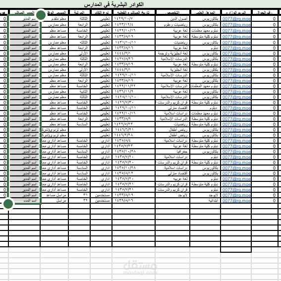 ادخال بيانات موظفين اكسل