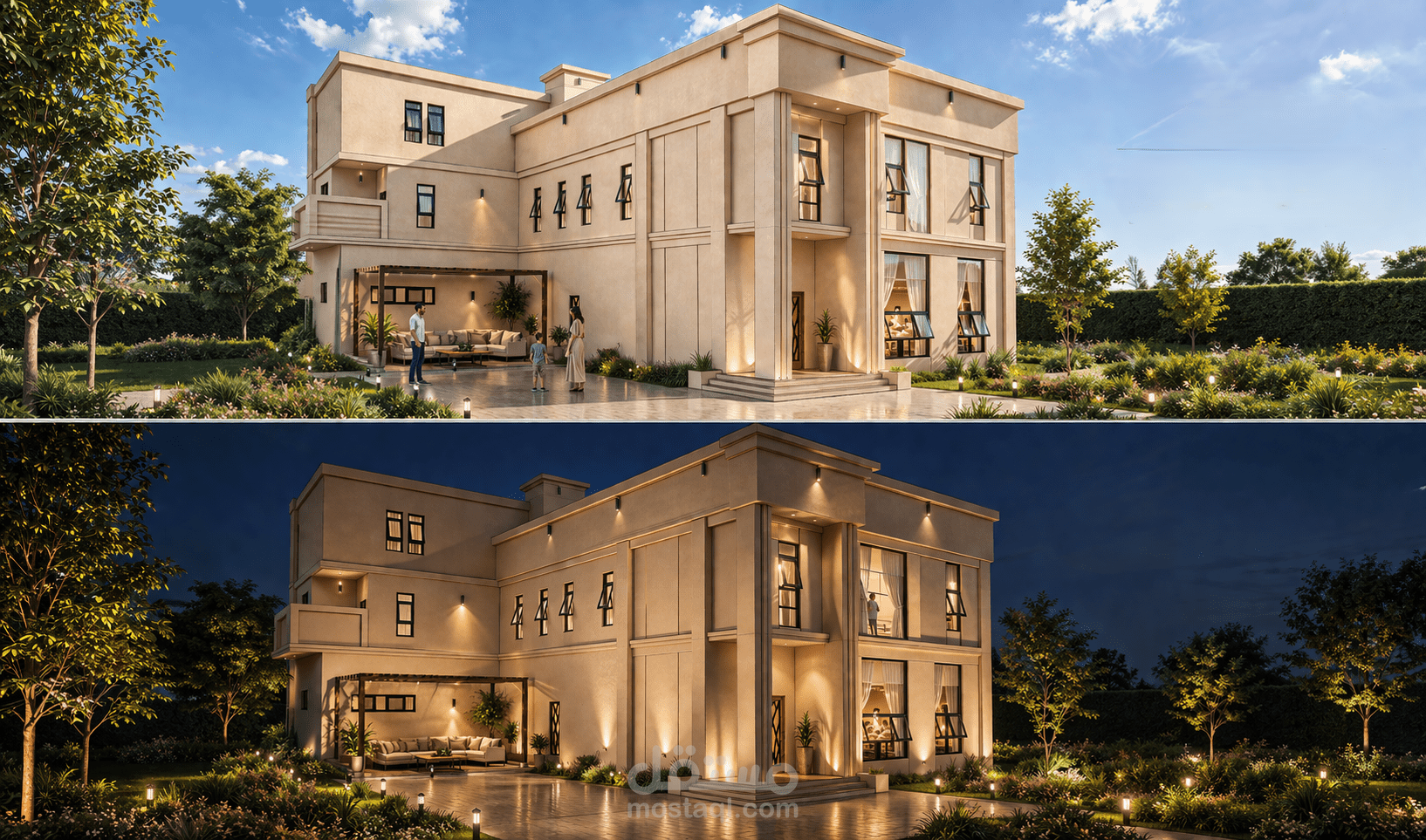تصميم فيلا دورين  وملحق علوي كامله بالسعودية