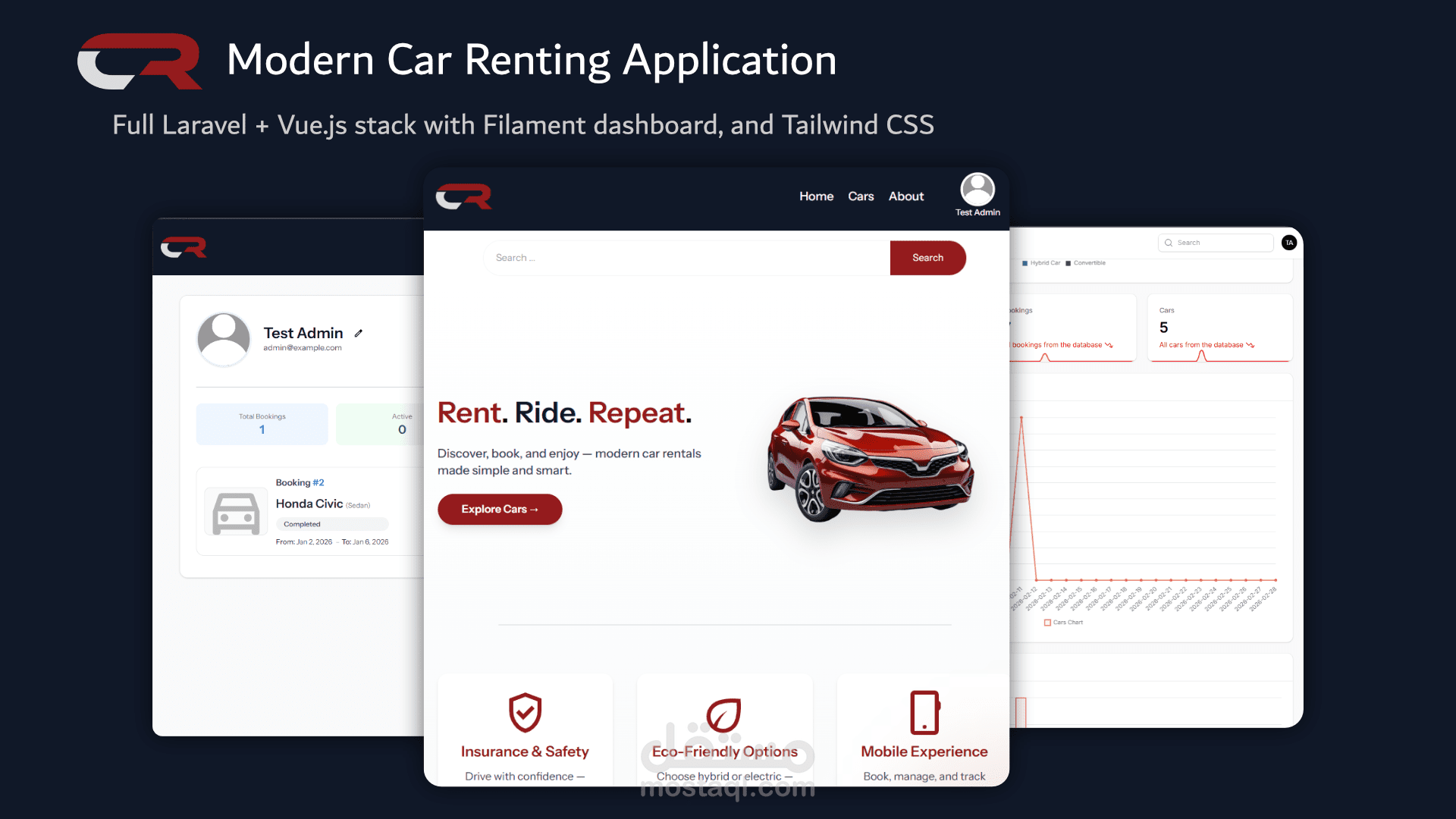 منصة لتأجير السيارات وإدراة بيانات المستخدمين والحجوزات