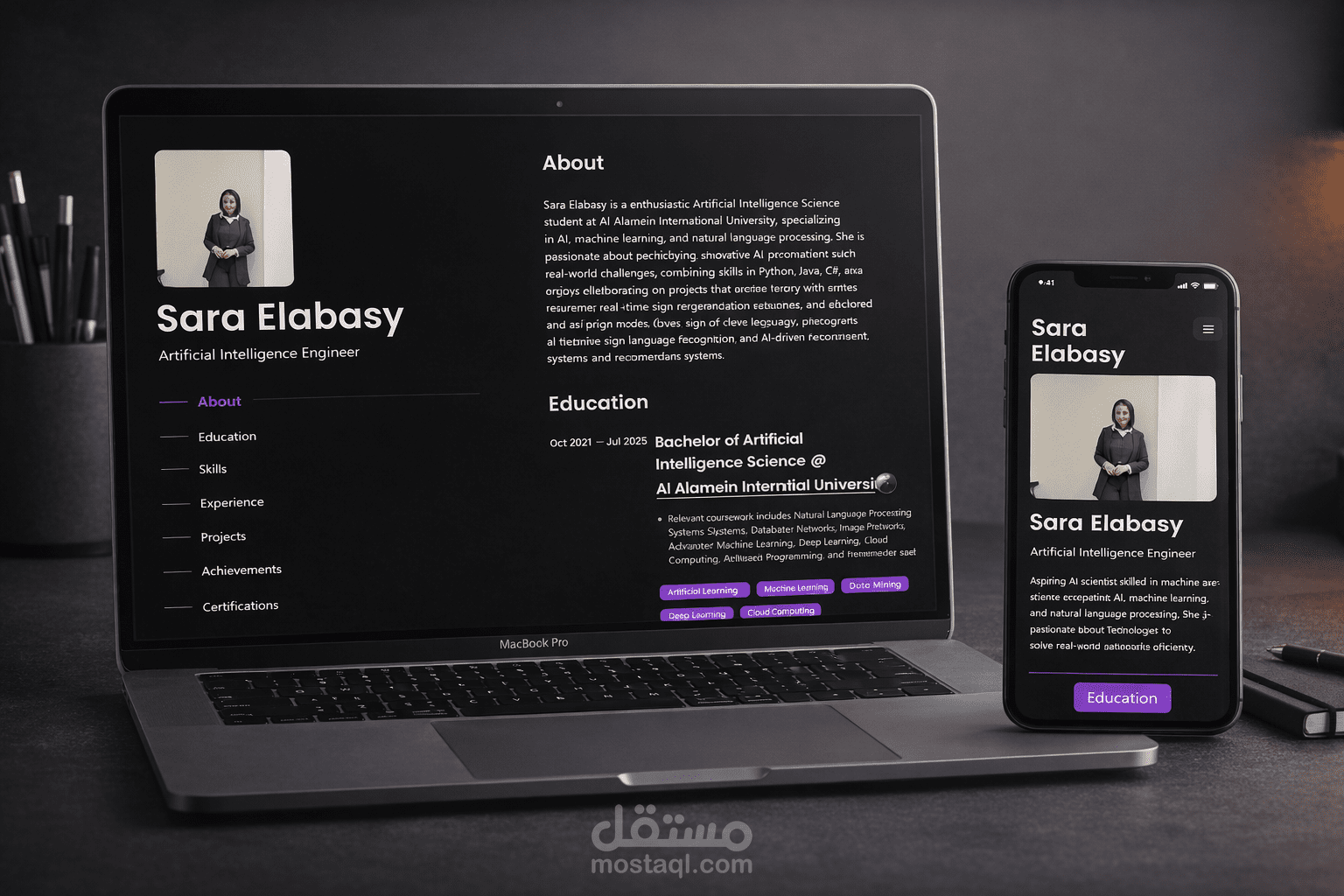 تصميم وتنفيذ موقع بورتفوليو احترافي متجاوب
