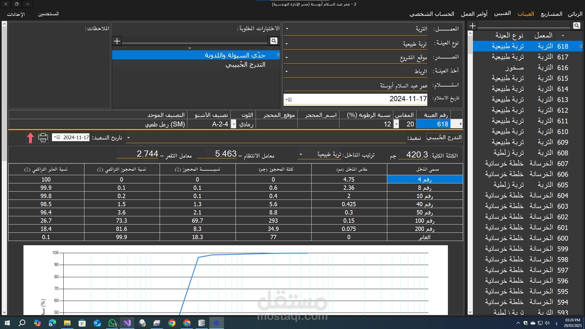 تنفيذ برنامج كمبيوتر لإدارة شركة اختبارات هندسية