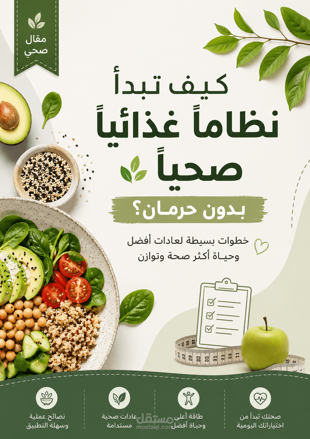 تصميم مخطط أسبوعي صحي + مقال توعوي عن التغذية الصحية