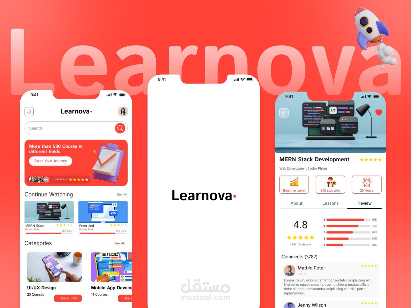 تصميم واجهة وتجربة مستخدم لتطبيق Learnova التعليمي