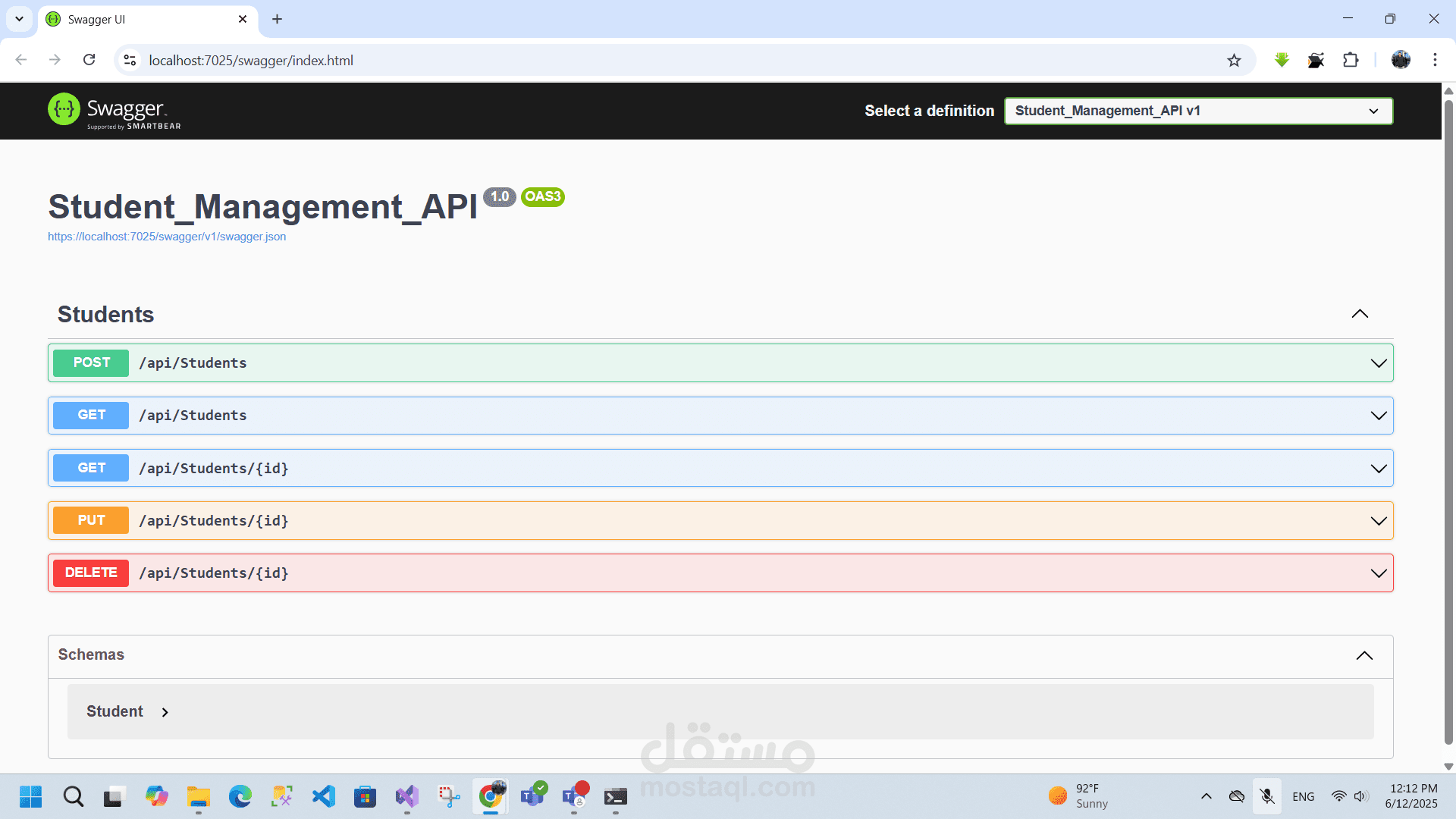 Student Management API – ASP.NET Core Web API Project