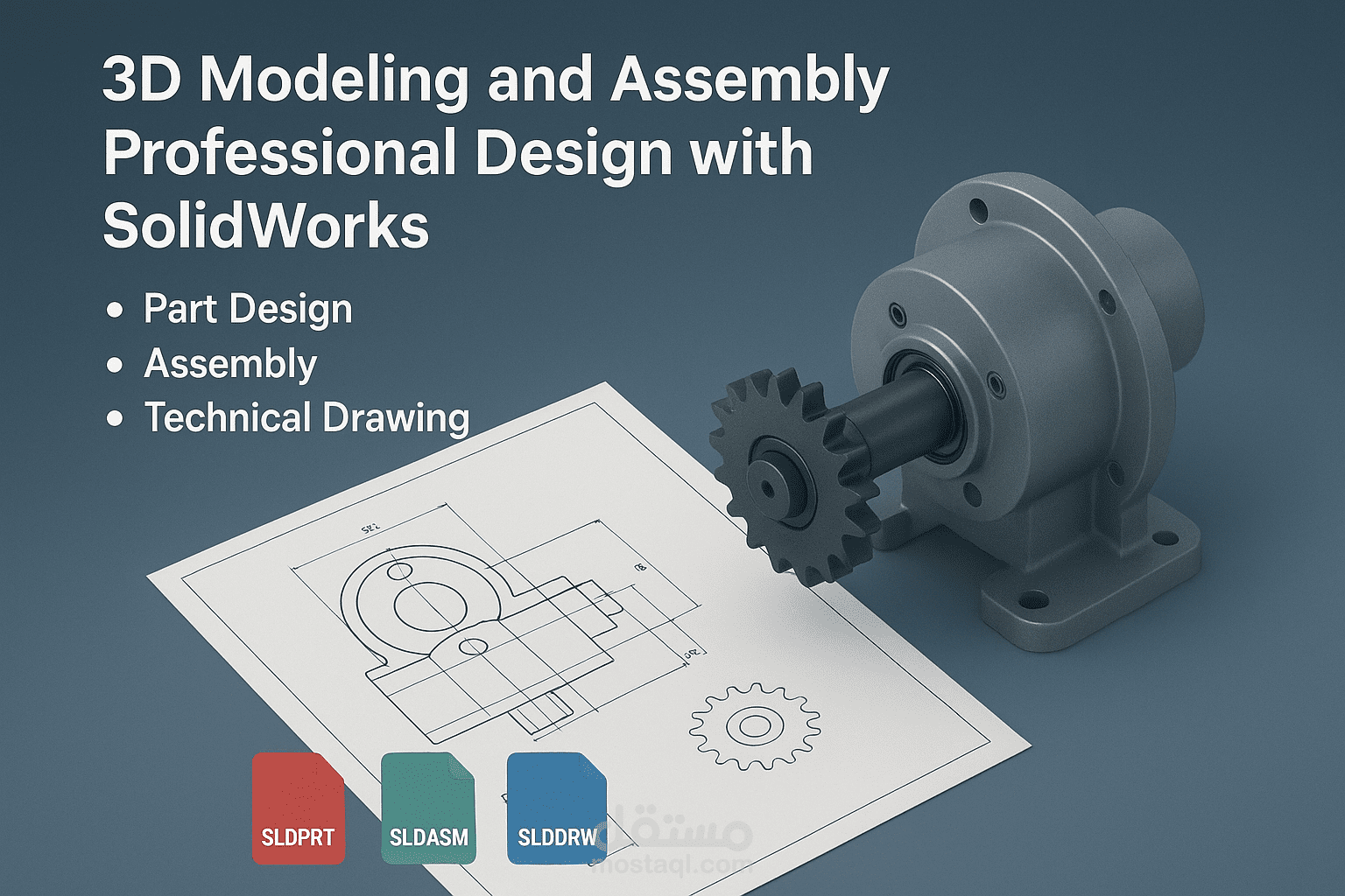 تصميم هندسي ثلاثي الأبعاد 3D Modeling وAssembly احترافي باستخدام SolidWorks