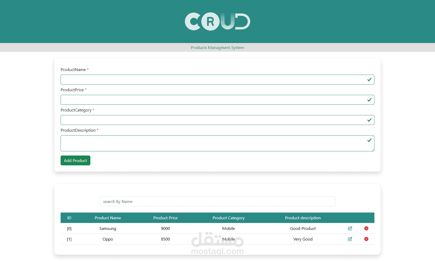 Products System (Crud)