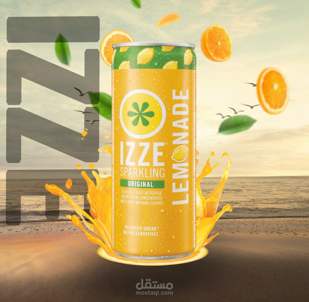 تصميم سوشيال ميديا لمنتج عصير  IZZE SPARKLING بطعم البرتقال النقي