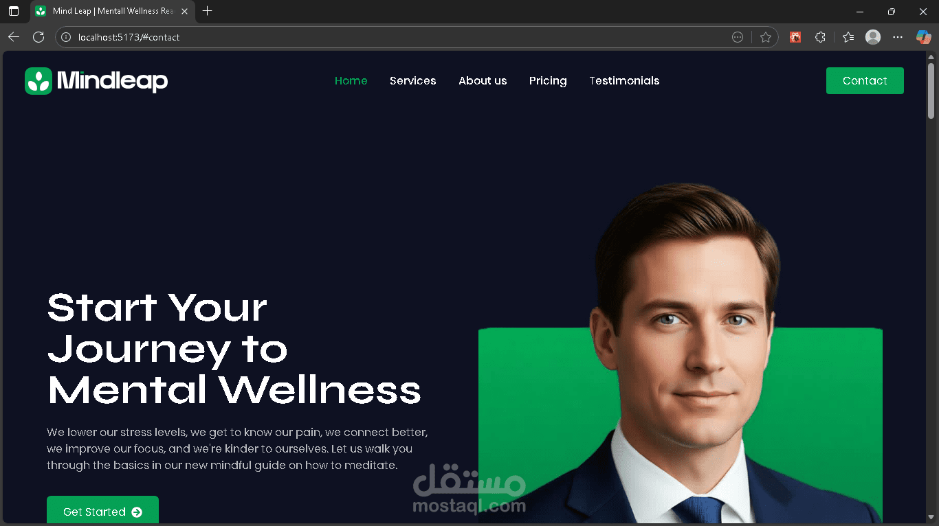 MindLeap – واجهة موقع خدمات للصحة النفسية | قالب React احترافي