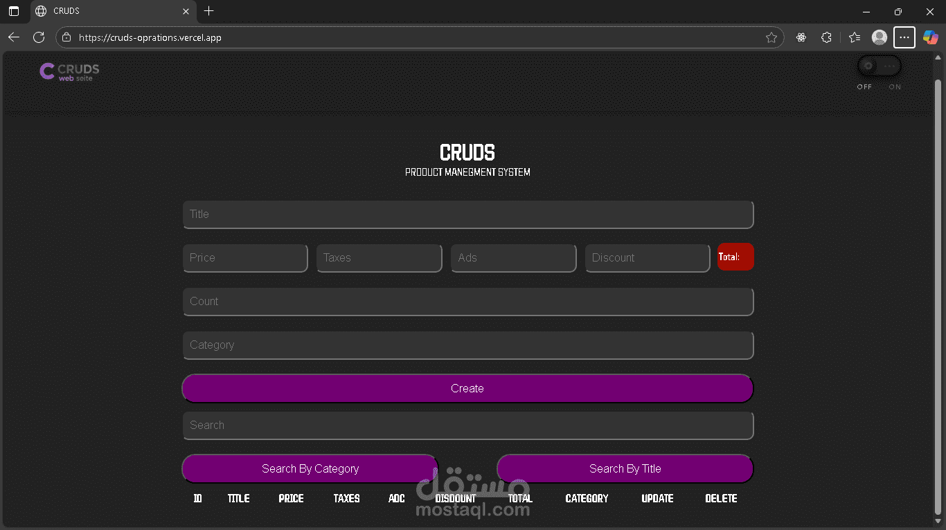 CRUD Operations App – Dynamic Data Management Using Vanilla JavaScript