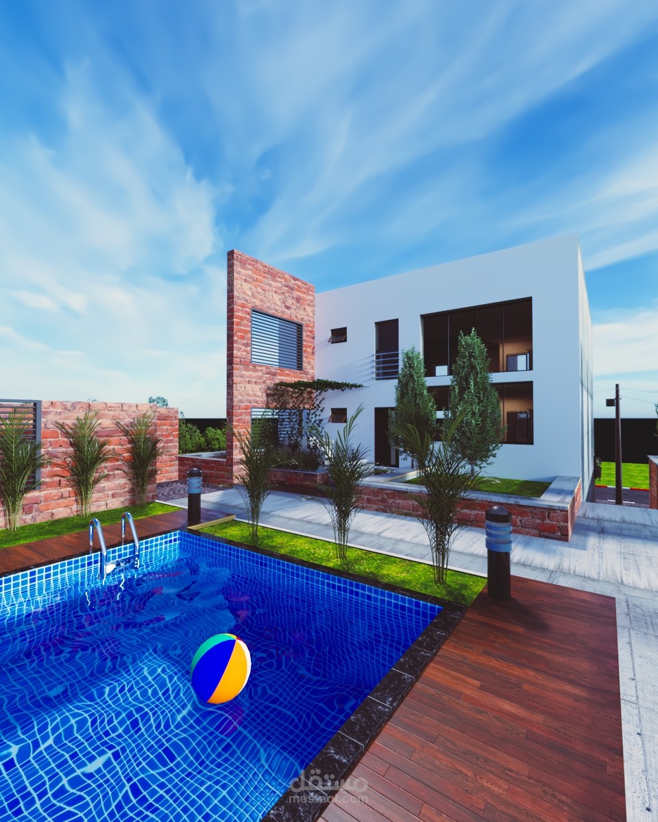 تصميم منزل ومسبح