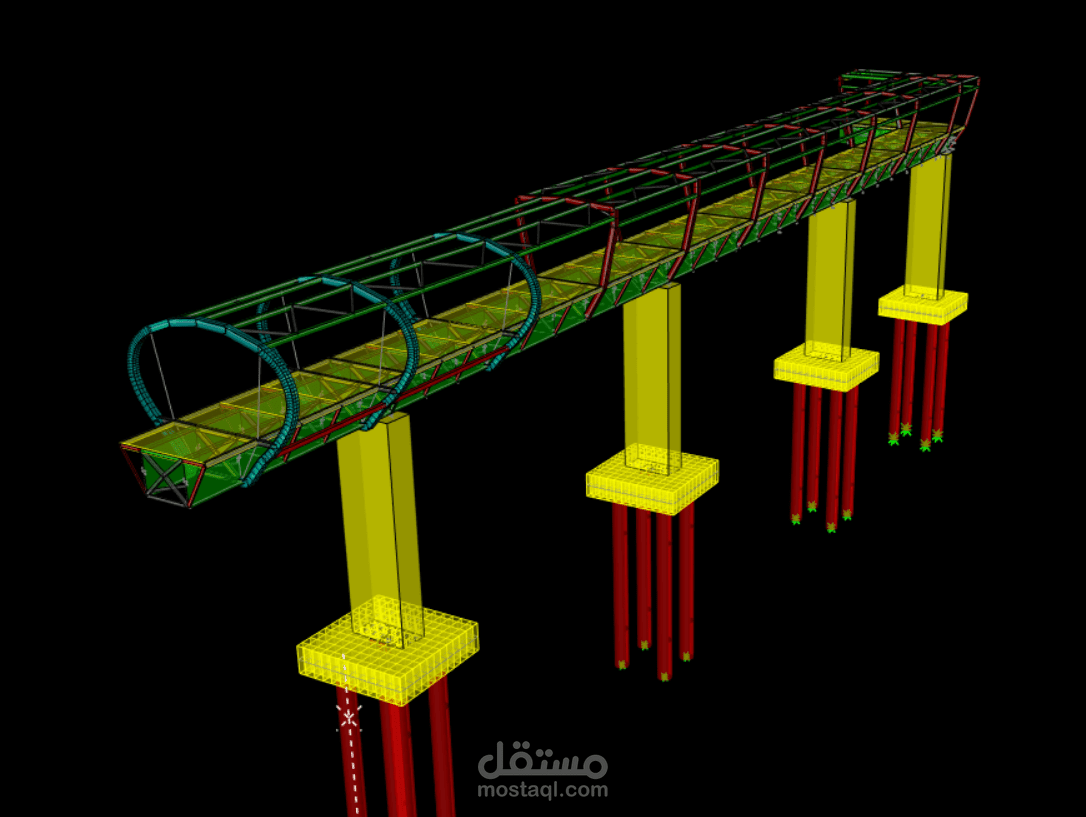 تصميم وصلات وبعض الميمبر لكوبرى مشاه بالرياض